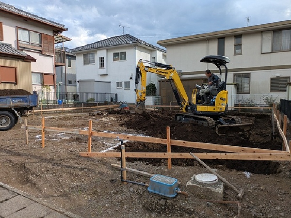 遣り方、掘削作業