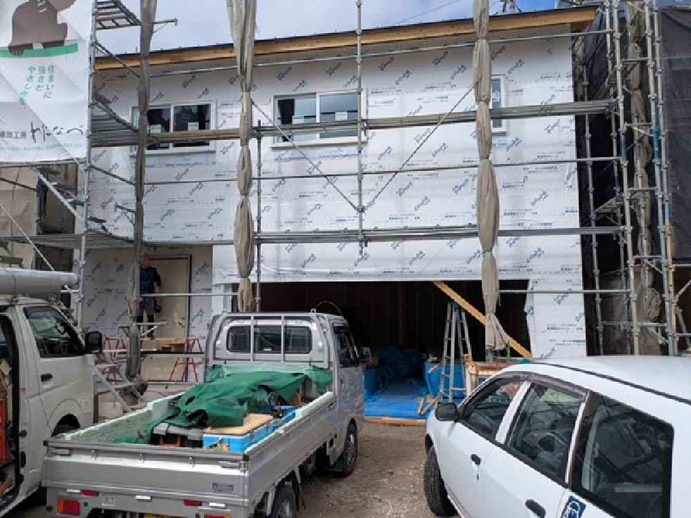 外壁透湿防水シート張り