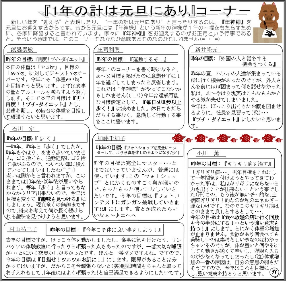 2019年心ほっこり「一年の計は元旦にあり」