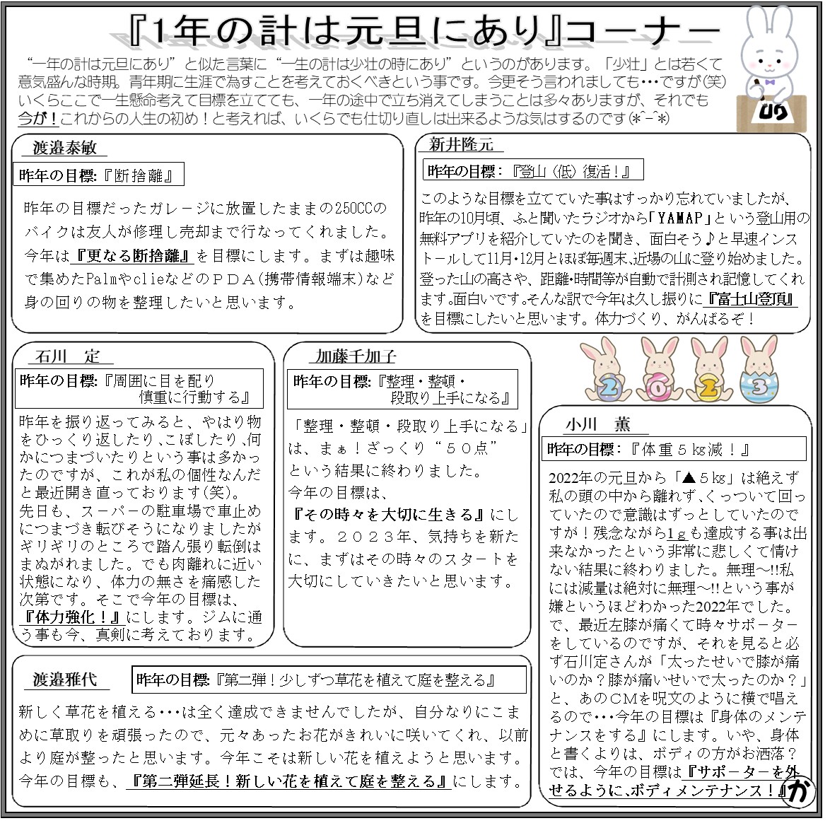 心ほっこりR5.1月号一年の計は元旦にあり